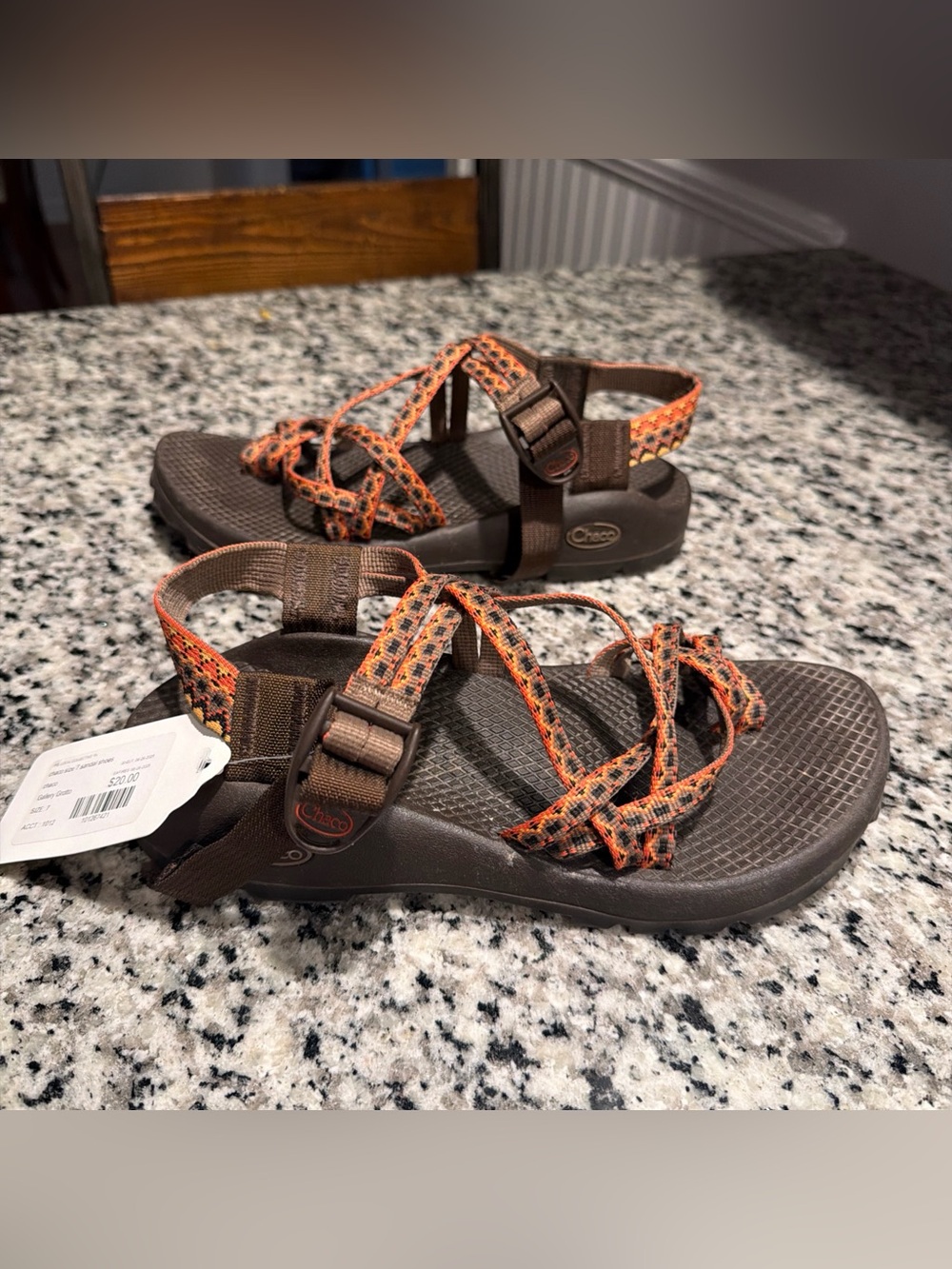 Chaco Z1 Sport Classic Sandals Strap Orange Brown - Women's Size 7